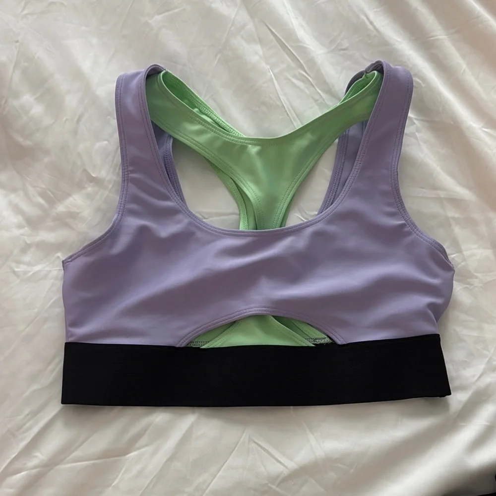 ALO Yoga Purple and Green Racerback Sports Bra